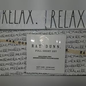 Rae Dunn Full Sheet Set Relax Whie